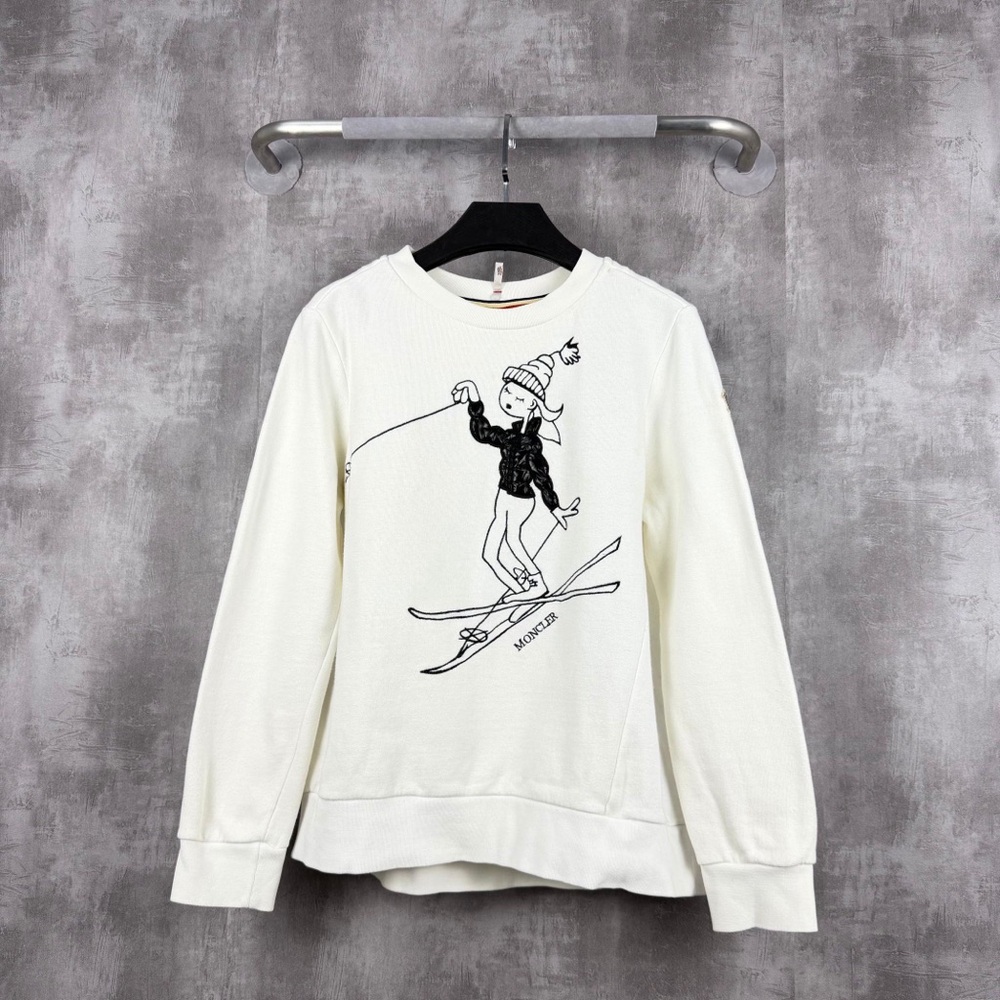 🚩steal Authentic Moncler Cream Ski Graphic Crewneck Sweater
